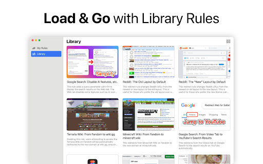 Redirect Web (Mac exclusive) :: Automatically redirect pages or open them in another app. Works on Mac.