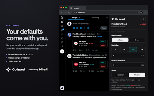 Co-Invest :: Trade anything, anywhere, anytime in a single tap, with live prices, mini-charts, and multipliers, all without switching tabs.