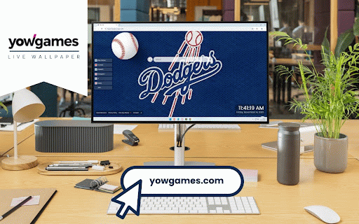 Los Angeles Dodgers Live Wallpaper :: Classic LA Dodgers logo with baseball and bat on iconic blue mesh jersey texture background.
