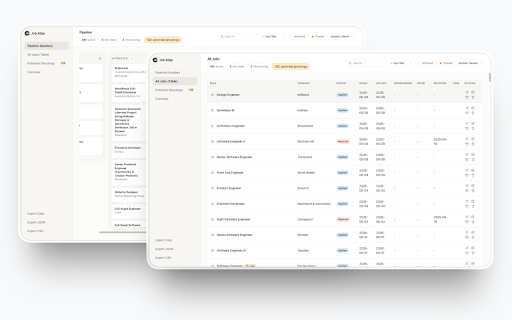 Job Atlas :: Capture jobs in one click, review posting red flags, and track applications in a local kanban pipeline. No account required.
