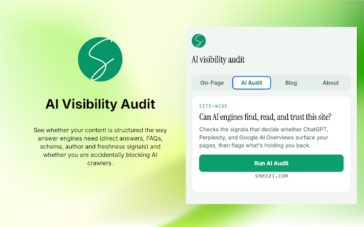 AI Visibility & SEO Audit by Snezzi :: Instant Technical, SEO & AEO (AI search) audit for any page you're on.