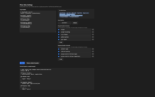 Picky Data - Copy Network Requests :: Copy headers/request/response of network requests in DevTools in your preferred format.