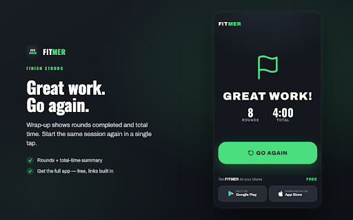 Fitmer — Tabata Timer :: Tabata & HIIT interval timer in your browser side panel — also great for work breaks and focus sessions.