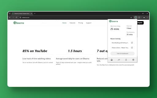 Obserra - YouTube Time Limit & Insights :: Master your YouTube habits with tools for limits, insights, and productivity. Stay focused and achieve your goals effortlessly.