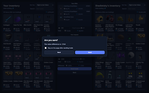 Trade Plus for Roblox :: Replaces Roblox trade page with an improved one.