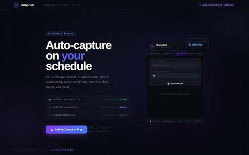 SnapFull :: Capture Everything. Miss Nothing. — Full page screenshot tool with Scroll Capture, Annotation Editor, and Gallery. By Alphabytecore.