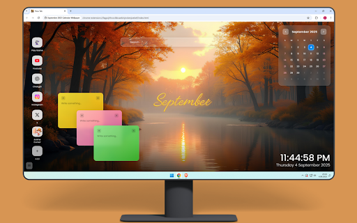 September 2025 Calendar Wallpaper :: Beautiful September wallpaper featuring autumn leaves, cozy fall vibes, and seasonal transition themes.