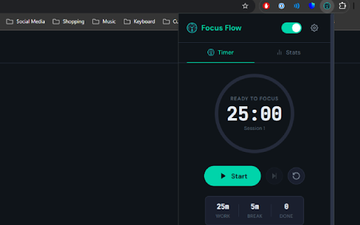 Focus Flow - Productivity Extension :: Stay focused and productive with site blocking, time tracking, and Pomodoro timer