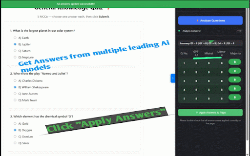 GetAnswers - AI Test Helper :: Gets answers for MCQs by querying multiple AI models.