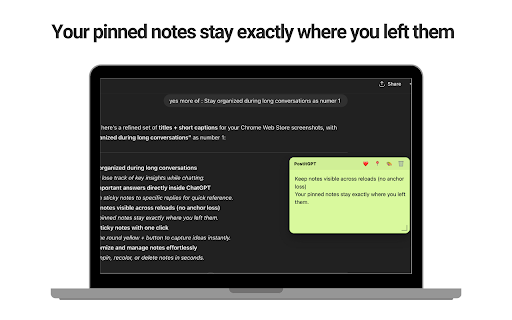 PostitGPT :: Sticky notes for ChatGPT. Round + button. Stable pin to specific answers across reloads (no anchor loss).