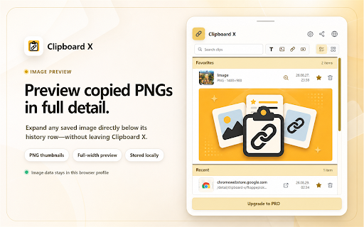 Clipboard X (Auto Save Clipboard History) :: Keep recent text, links, and images you copy in Chrome, stored locally on this device.
