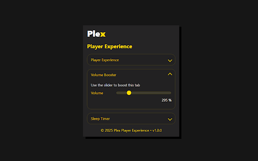 Plex Player Experience :: Custom next episode delay, sleep timer, audio boost and auto skip for intros and credits on Plex Web.