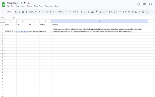 AI Clip Sheet :: Save any webpage to Google Sheets with an AI-generated summary.