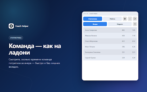 Foach Helper :: Расширение для сбора статистики и ускорения трека задач.