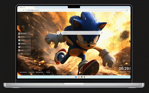 Sonic Explosion Live Wallpaper :: Sonic the Hedgehog races through an explosive scene with golden flames and debris, showcasing dynamic movement and detail.