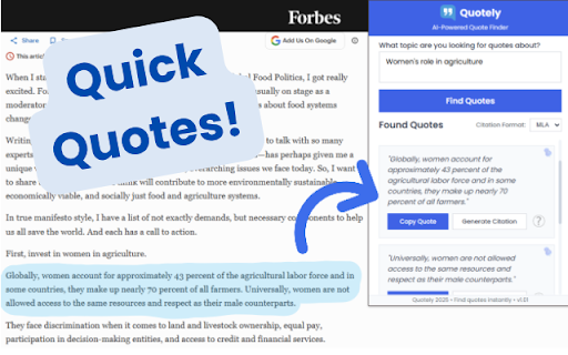 Quotely - AI Quote Finder :: Find relevant quotes on any webpage using AI-powered fuzzy matching