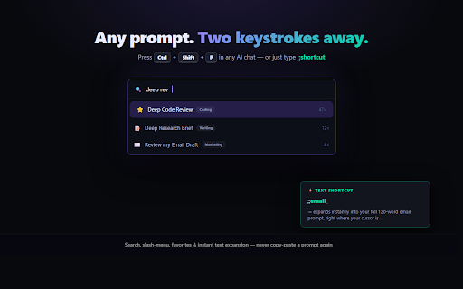 PromptChief – AI Prompt Manager & Improver :: Your personal AI prompt library — save, search, insert & AI-improve your prompts in any AI chat with one click. Cloud-synced.