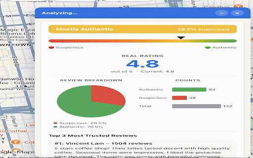 Google Maps Review Checker :: Analyzes Google Maps reviews to detect suspicious reviewers