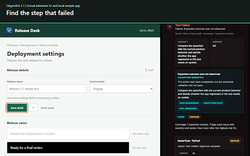 QAgentExt - QA Testing Agent :: Run guided QA checks, failure triage, and bug replay packs on live web pages from the Chrome side panel.