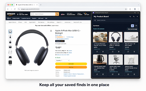 Universal Product Board :: Save and organize products from shopping pages into one local board