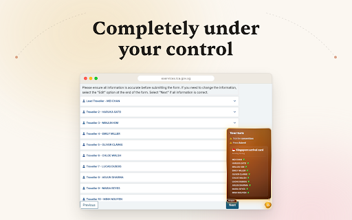 visayes helper :: Auto-fills the SGAC, MDAC, TDAC, Korea e-Arrival Card, Vietnam Pre-Arrival Declaration and All Indonesia Arrival Card.