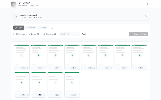 PDF Cutter - Split, Merge & Reorder Pages :: Free PDF tool to split, merge, reorder & extract pages. Works offline - no upload, no signup. All processing done locally.