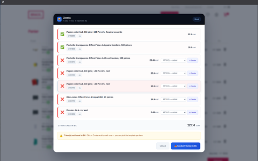 Zentriq PunchOut for Business Central :: AI assistant for Business Central — capture any e-commerce cart and send it to BC