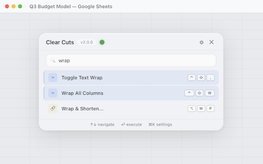 Clear Cuts :: Better shortcuts for Google Sheets