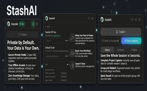 StashAI :: Save tabs, stash pages, and email summaries to yourself — your AI-powered web memory system.