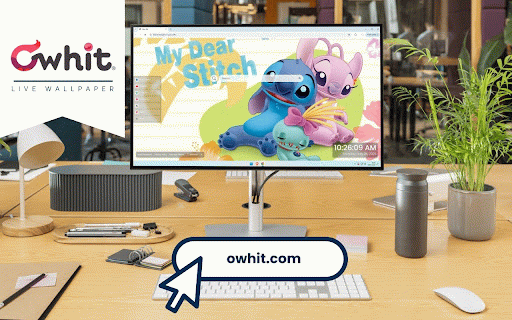 Stitch and Angel Live Wallpaper :: Stitch and Angel cuddling together surrounded by colorful tropical flowers and hibiscus.