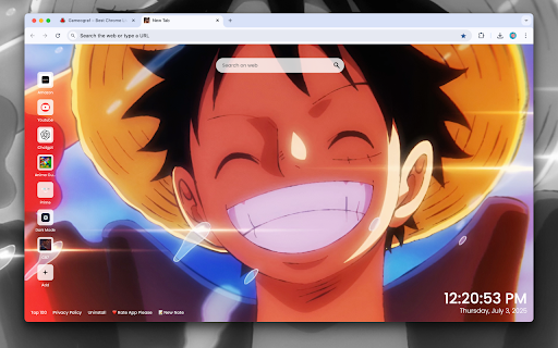 Luffy Smiling Live Wallpaper :: Brighten your Chrome with Luffy Smiling Live Wallpaper — a cheerful animated background featuring Monkey D. Luffy’s iconic grin!
