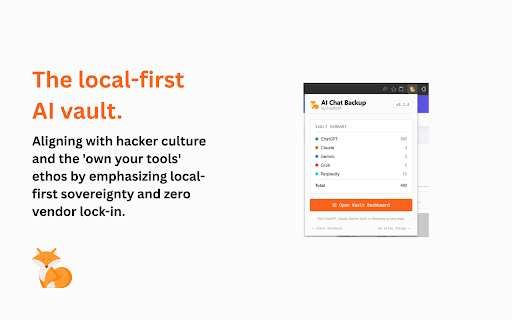 AI Chat Backup :: Save AI chats from ChatGPT, Claude, Gemini, Grok & Perplexity. Browse, search, and resume them. 100% local — no server, no sync.