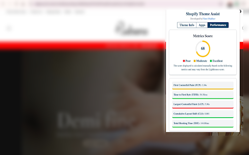 Shopify Theme Assist :: Shopify theme Assist! Find theme details, third-party apps, scripts, and performance metrics in one click.