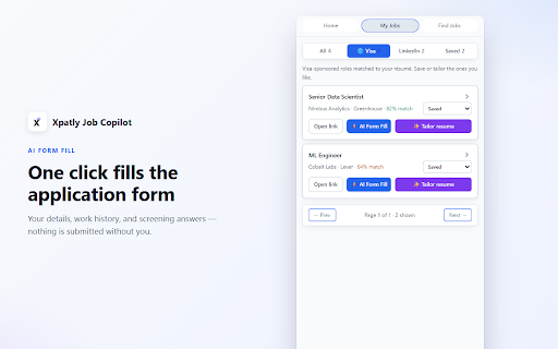 Xpatly Job Copilot :: AI-powered job application autofill - Apply to jobs in 60 seconds