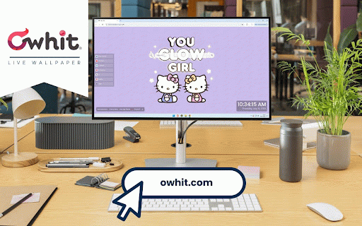 Hello Kitty - You Glow Girl Cute Live Wallpaper :: Hello Kitty duo with inspirational 'You Glow Girl' message on soft purple starry background.