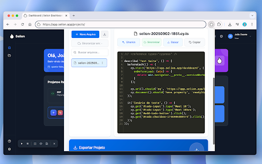 Selion :: Automatize seus testes em segundos: capture elementos, gere código pronto e sincronize na nuvem.