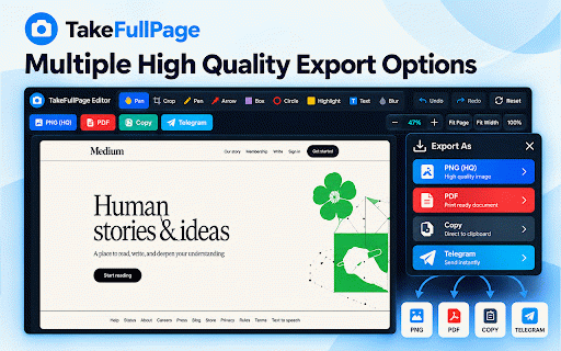 TakeFullPage - Full Page Screenshot & Screen Capture :: Capture full page and area screenshots. Edit, annotate, export as PNG or PDF, copy to clipboard, or get instant cloud links.