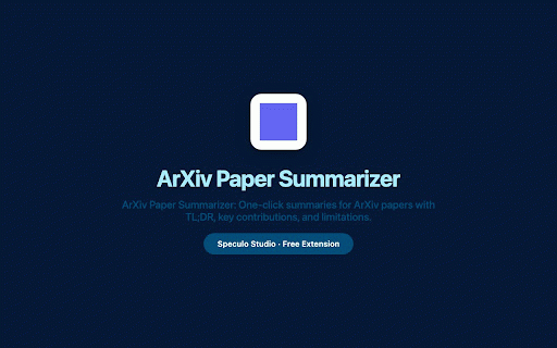 ArXiv Paper Summarizer :: On any ArXiv paper page, adds a one-click AI summary button. Get a 3-bullet TL;DR, key contributions, and limitations.