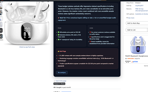 SmartBuy AI: Fake Review Checker for Amazon :: Free Chrome extension that checks Amazon reviews for fakes. No signup. Instant trust score, summary, and buy/avoid verdict.