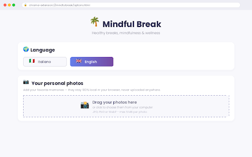 Mindful Break - Healthy Pause & Wellness Timer :: Healthy break reminders with relaxing photos, mindful quotes, wellness exercises and ambient music. Reduce stress, save your eyes.