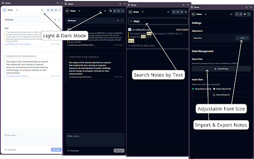 Notes :: Take notes on websites, organize them in folders, highlight text, and revisit your notes automatically when you return.