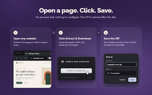 Website Code Extractor :: Extract a website's HTML, CSS, JS, and images, then download everything as a ZIP file.