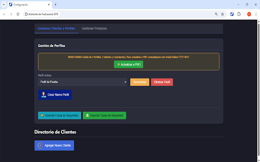 Asistente de Facturación DTE :: Asistente de Facturación DTE para rellenar automáticamente formularios de Sistemas de Facturación Electrónica.