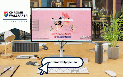 My Melody & Kuromi Live Wallpaper :: Adorable My Melody and Kuromi characters in 3D style with soft pink background and flowers.