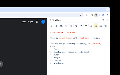 Tiny Notes :: A tiny app in a popup for write quickly your notes.