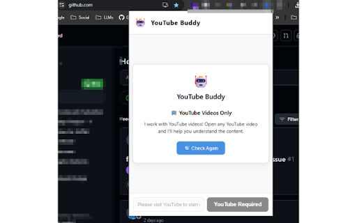 YouTube-Buddy :: YouTube-Buddy helps you understand YouTube videos without watching the whole thing. It gets the transcript of the video and lets…
