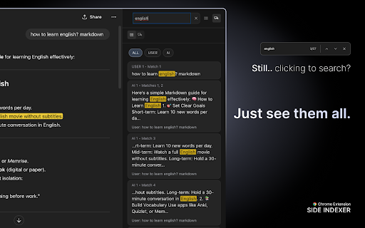 SIDE INDEXER :: Generates a dynamic table of contents for AI chats and offers optional indexing helpers.