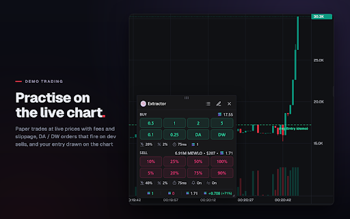 Extractor :: Smart filters, dev funding and migration badges, wallet tags and paper trading for Axiom on Solana, Robinhood and BNB