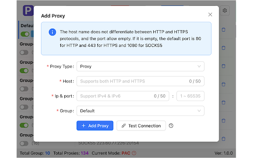 Web Proxy Assistant :: A powerful browser proxy assistant supporting group management and both IPv4 and IPv6 connectivity