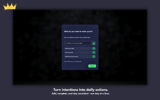 NoZeroDays :: A minimalist new tab that helps you stay consistent and avoid zero days.